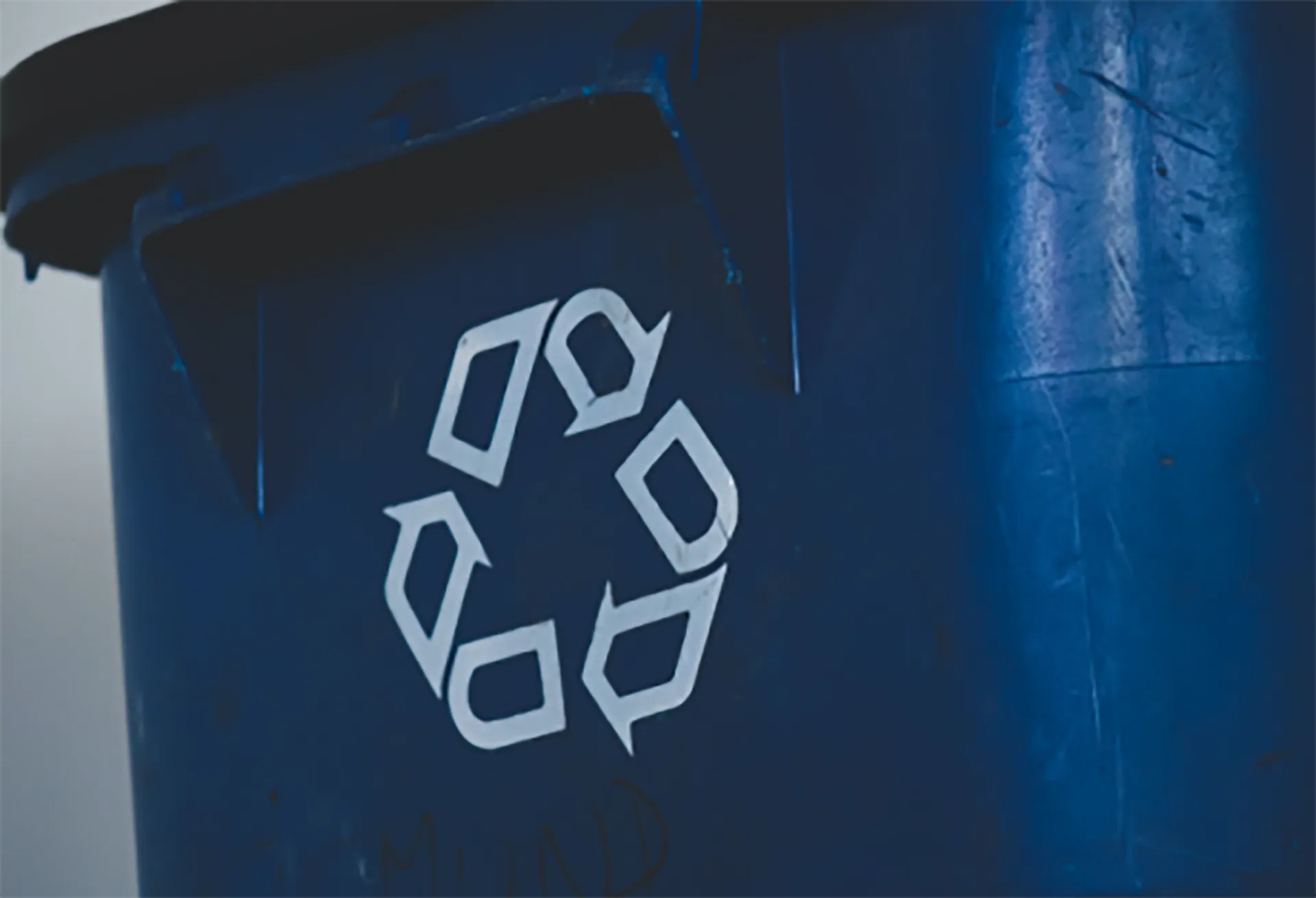 blue plastic waste recycling container