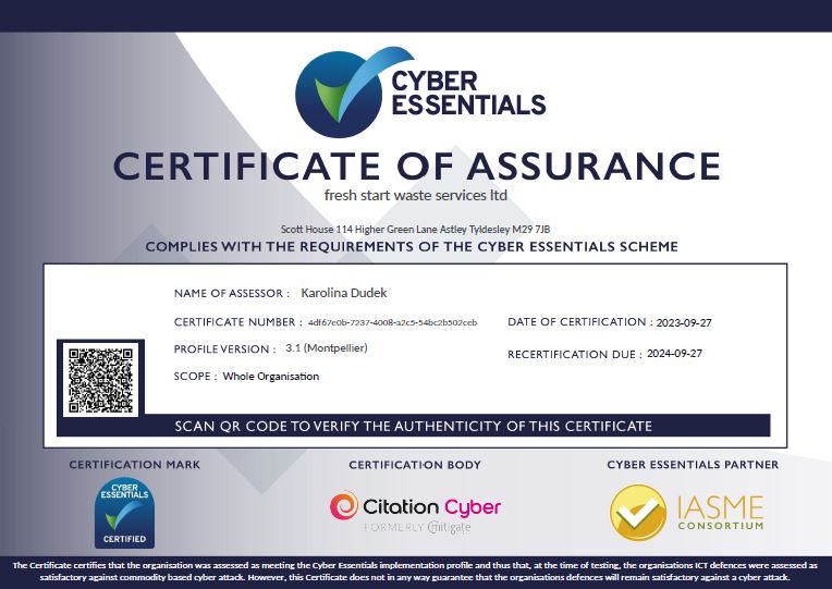 Certificate of Assurance