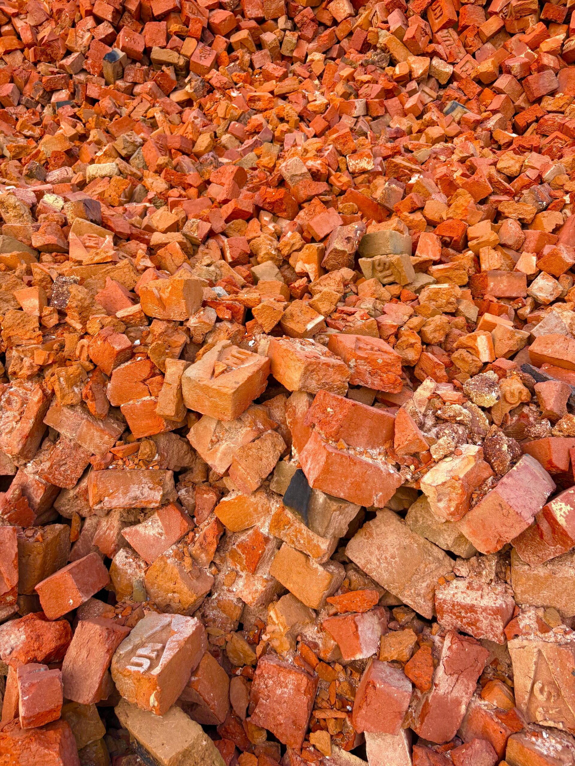 pile of bricks ready to be collected for brick recycling