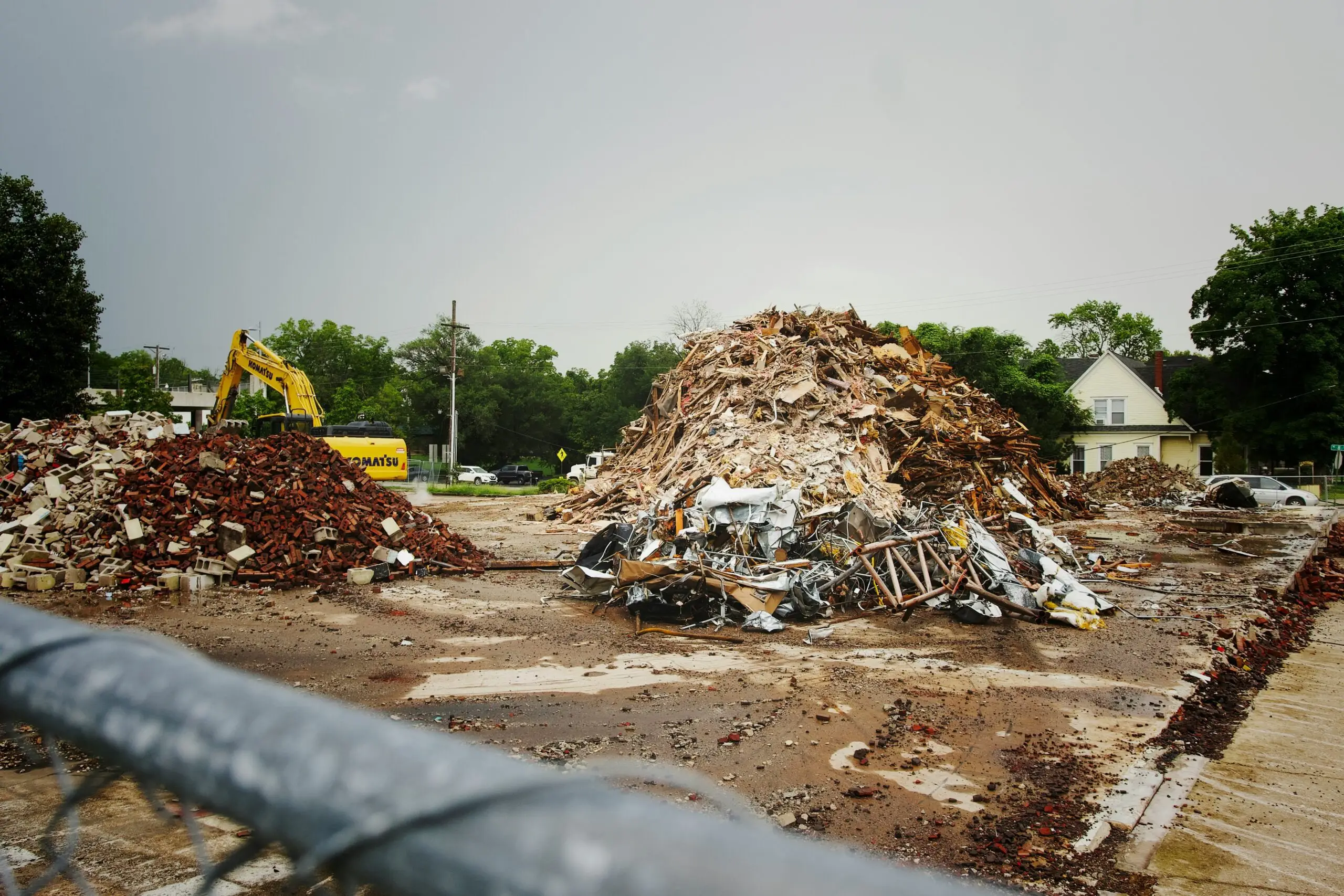 piles of construction and demoltion industry waste