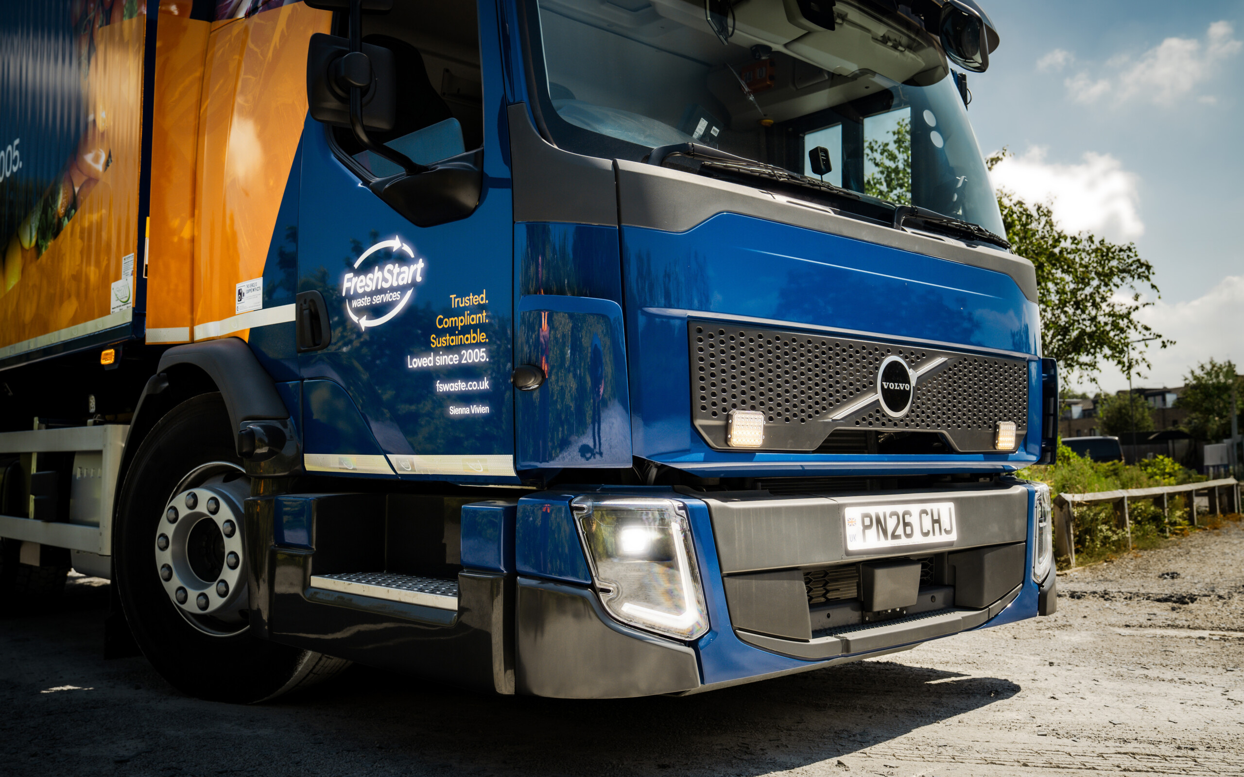 A close up shot of a Fresh Start eco-friendly industrial waste wagon