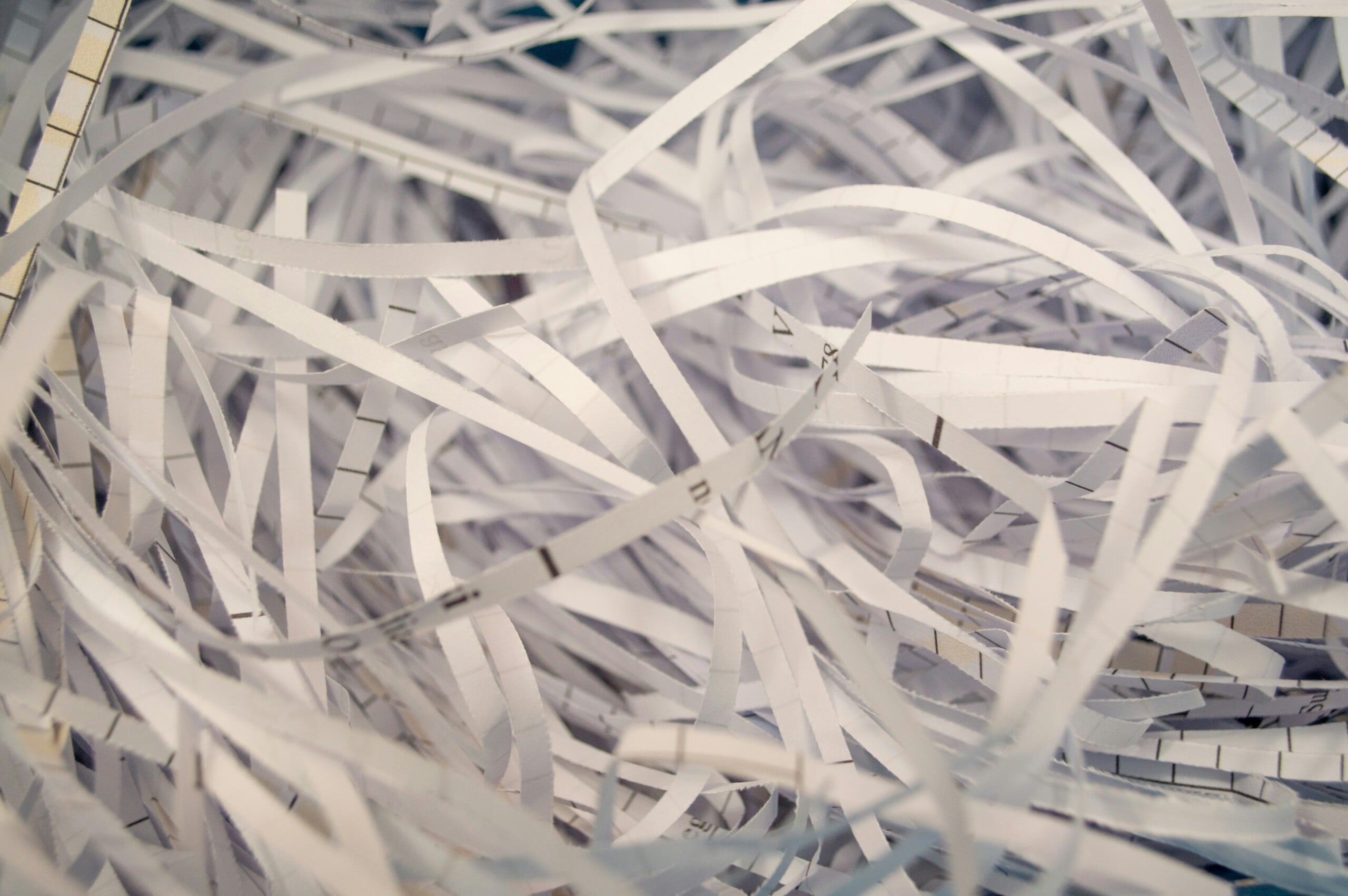 A pile of shredded paper that will be recycled